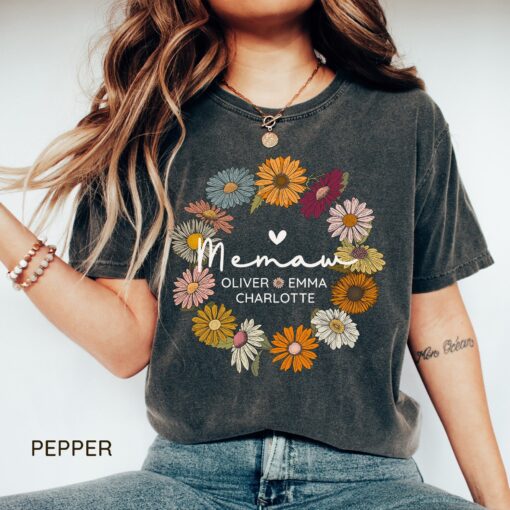 personalized memaw shirt with grandkids names custom grandma t shirt unique christmas gift for memaw