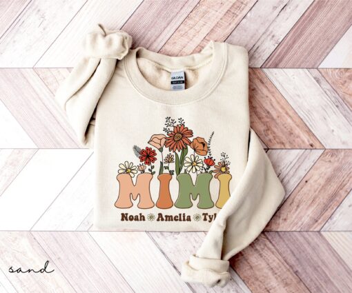 personalized mimi sweatshirt with children names wildflowers custom shirt for mothers day best grandma gift 4uoj0