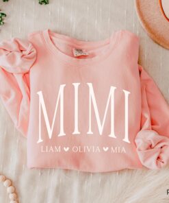 personalized mimi sweatshirt with grandkids names custom mothers day sweatshirt for grandma unique mom life shirt bmrhu