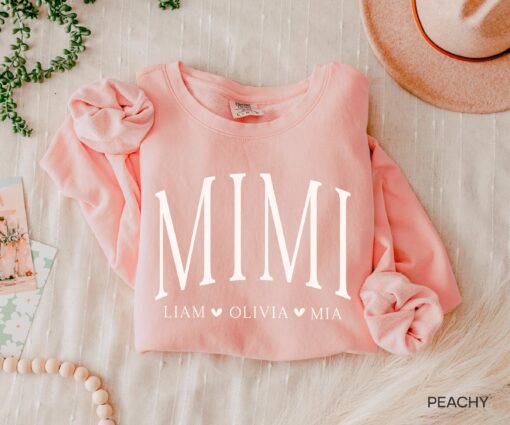 personalized mimi sweatshirt with grandkids names custom mothers day sweatshirt for grandma unique mom life shirt bmrhu