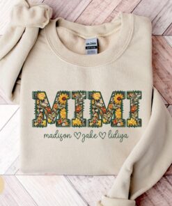 personalized mimi sweatshirt with grandkids names sunflower floral crewneck custom grandma gift for mothers day or christmas iegmr