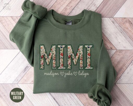 personalized mimi sweatshirt with kids names floral grandma crewneck best mimi mothers day shirt custom gift ptqww