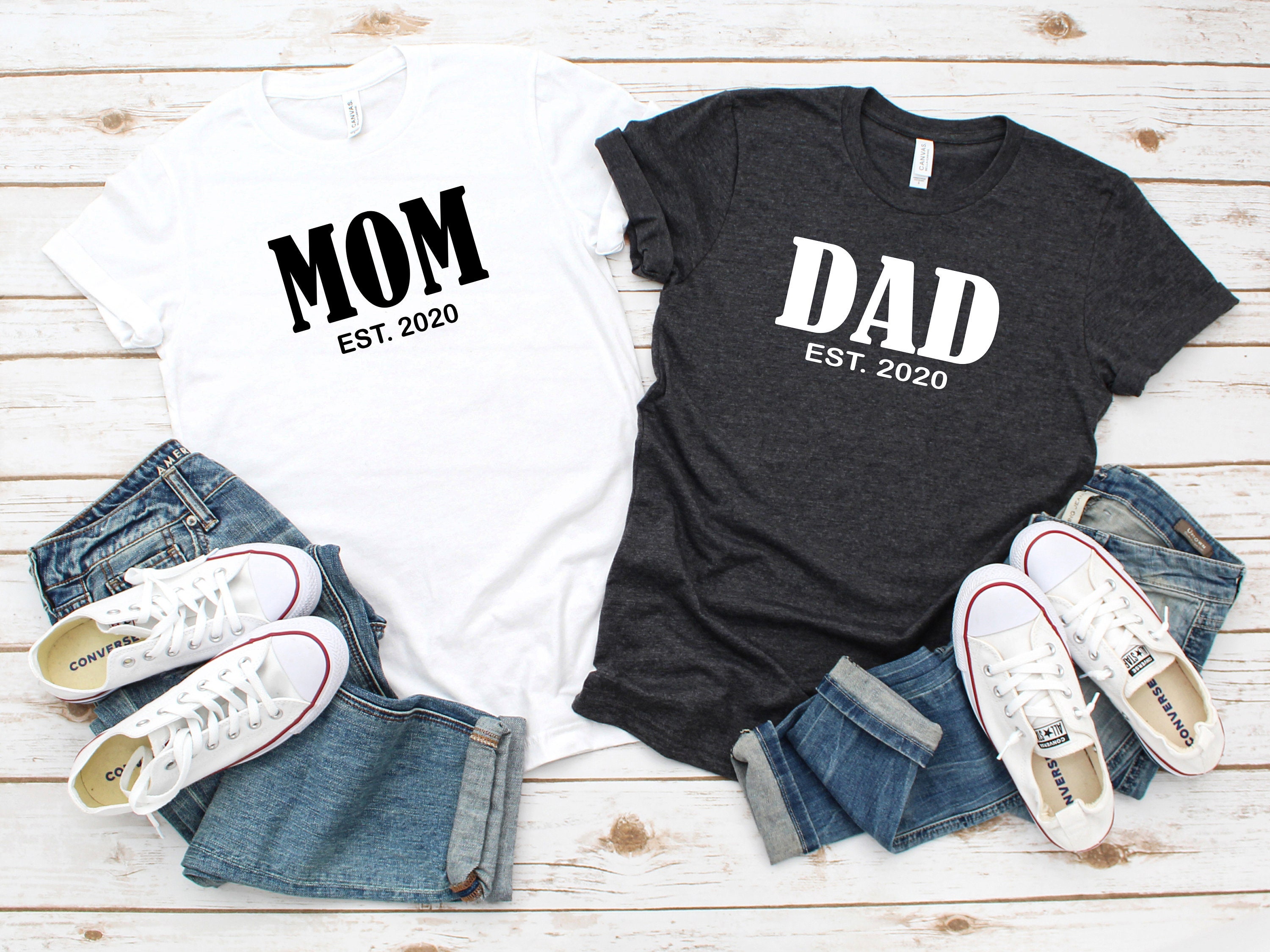 personalized mom and dad est shirts with date new parents tee for pregnancy announcement cute mom dad shirt wn0gr scaled
