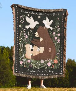 personalized mom blanket gift for mothers day custom message mama bear woven throw unique home decor tapestry au4ld