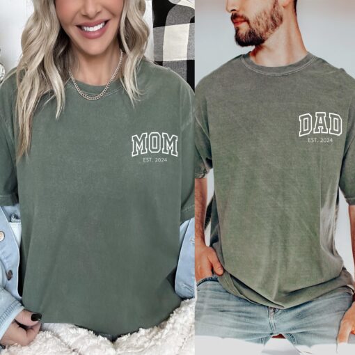 personalized mom dad t shirt custom comfort colors pregnancy announcement matching parents outfit gifts yqo5d scaled