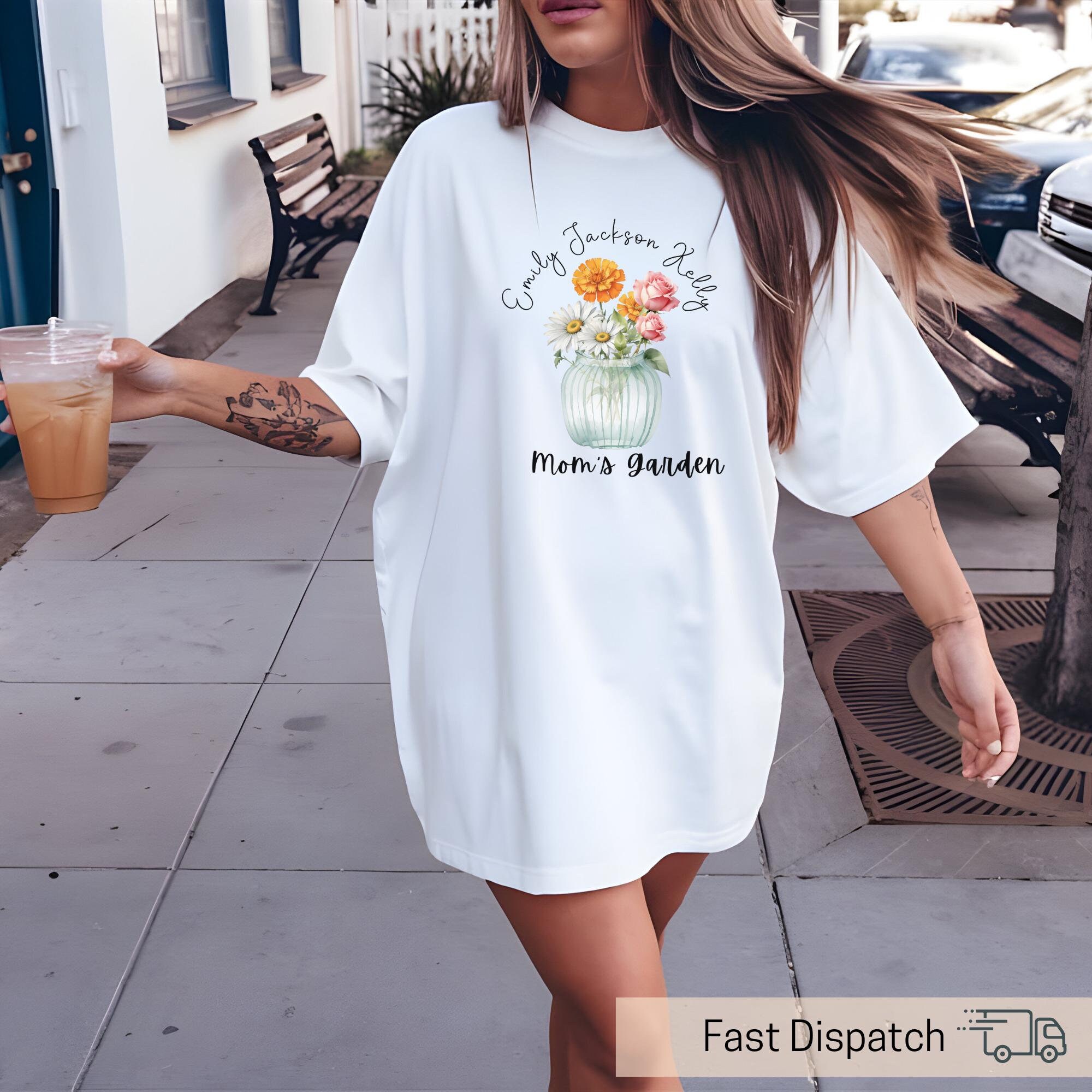 personalized mom shirt with birth flowers and kids names custom mothers day tee for moms birthday etvv8