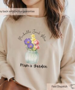 personalized mom shirt with birth flowers and kids names custom sweatshirt for mothers day unique mama gift nigcg