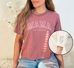 personalized mom shirt with kids names custom t shirt for mothers day unique new mom gift cute mom life shirt kacpc
