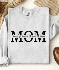 personalized mom sweatshirt with custom names for mother and children family matching shirt ideal for mothers day gifts azjm2