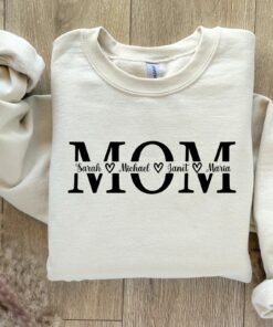 personalized mom sweatshirt with custom names for mother and children family matching shirt ideal for mothers day gifts rn6lp