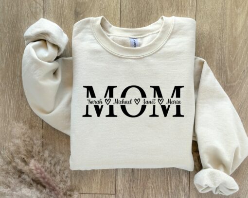 personalized mom sweatshirt with custom names for mother and children family matching shirt ideal for mothers day gifts rn6lp