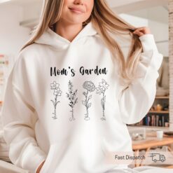 personalized moms garden shirt with birth flowers and kids names custom sweatshirt for mothers day gift wihzn