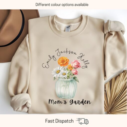 personalized moms garden shirt with birth flowers and kids names for mothers day custom sweatshirt hoodie for moms 231y4