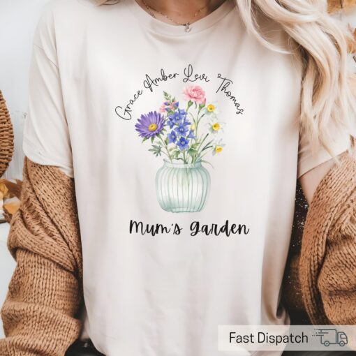 personalized moms garden shirt with birth flowers and kids names for mothers day or birthday gifts oc9qf