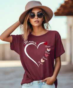 personalized mothers day heart shirt with kids names custom love tee for mom and grandma unique gift idea 1splh