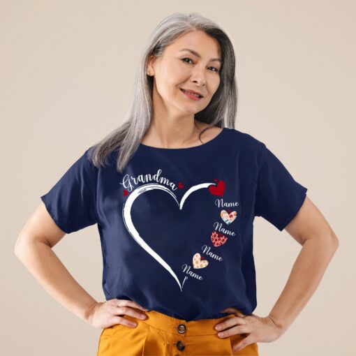 personalized mothers day heart shirt with kids names custom love tee for mom and grandma unique gift idea 6pu88