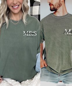 personalized mr and mrs comfort colors shirt with family name engagement t shirt for newlyweds bride groom gifts srvcl