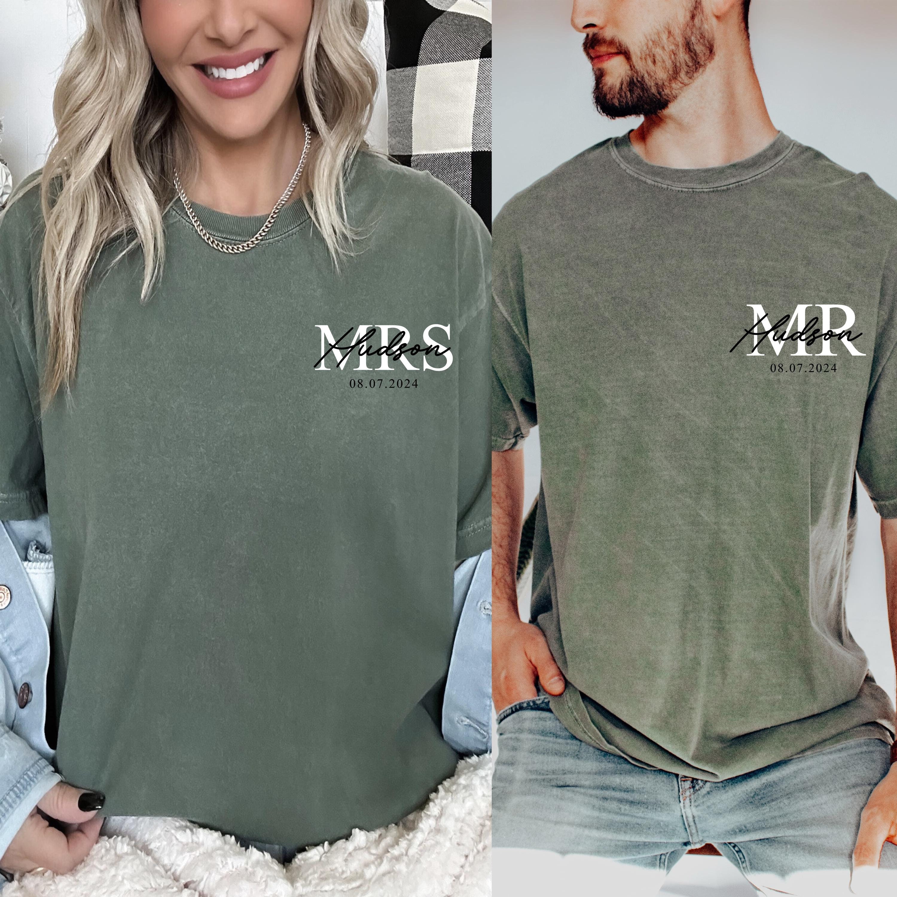 personalized mr and mrs comfort colors shirt with family name engagement t shirt for newlyweds bride groom gifts srvcl scaled