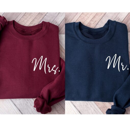 personalized mr and mrs sweatshirt for newlyweds custom wifey and hubby hoodie wedding party outfit honeymoon apparel slrqs scaled