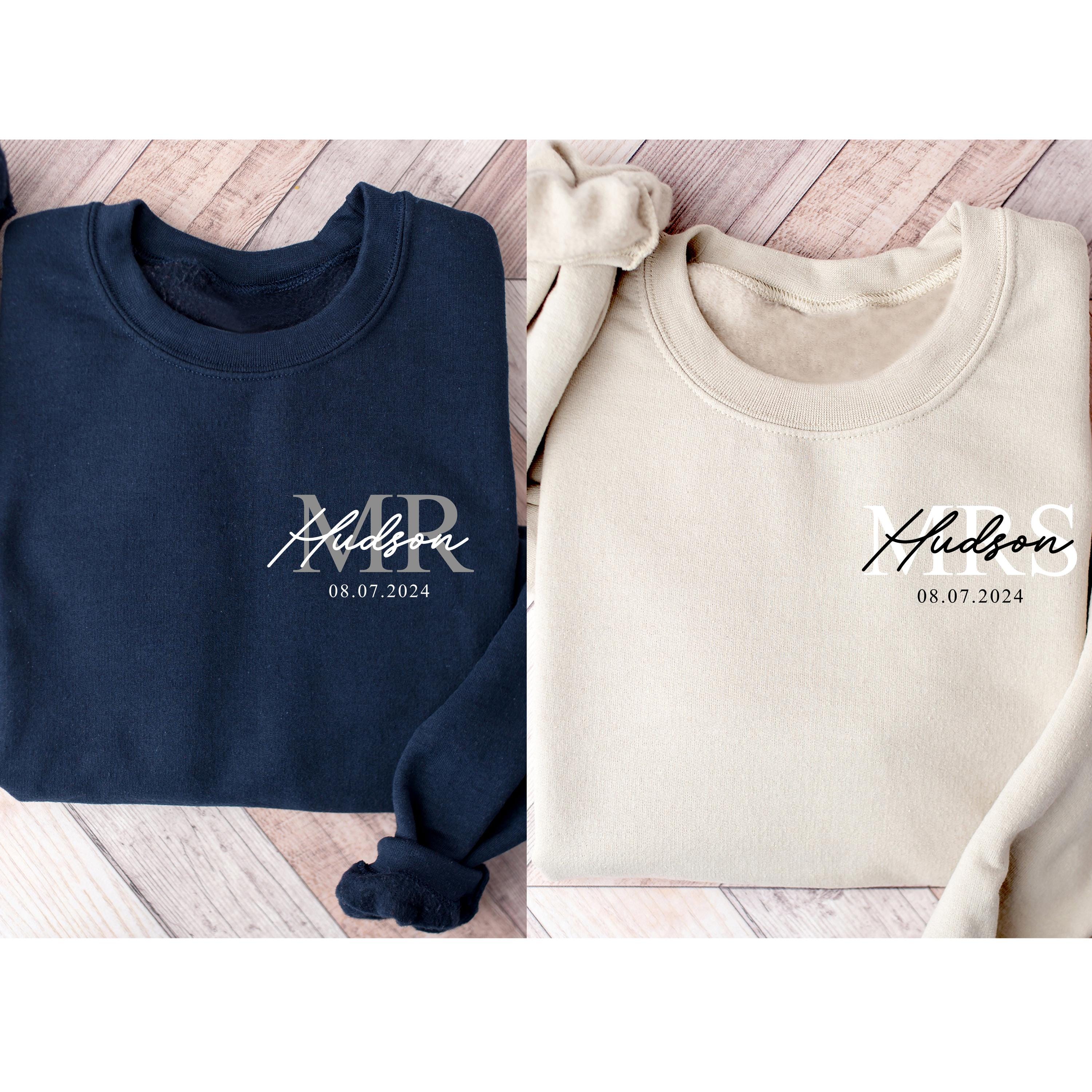 personalized mr and mrs sweatshirt with family name custom hoodie for wedding party honeymoon gifts for bride and groom prhsy scaled