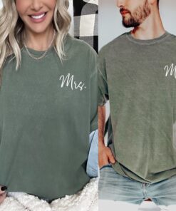 personalized mr and mrs t shirt for wedding party honeymoon bride groom tee custom wifey hubby gifts rymrm