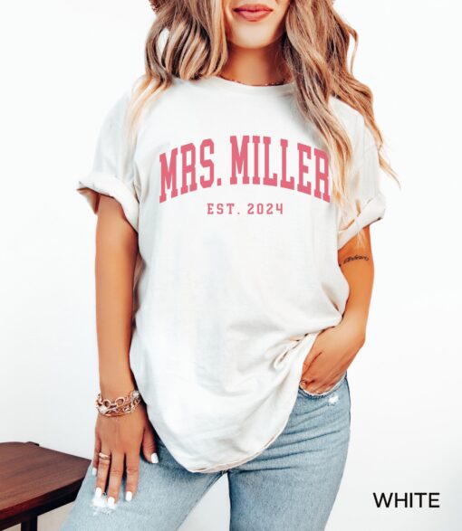 personalized mrs shirt for brides custom last name t shirt future mrs honeymoon tee bachelorette party apparel sn6i3