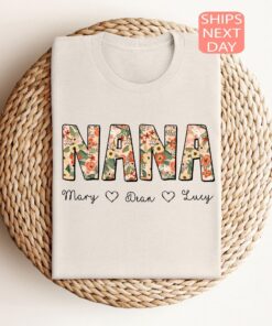 personalized nana shirt with grandkid names custom floral design for mothers day new grandma gift or christmas present lczae