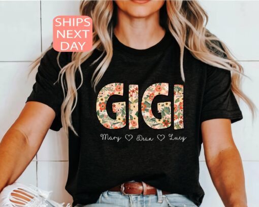 personalized nana shirt with grandkid names custom floral design for mothers day new grandma gift or christmas present riyme