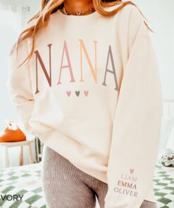 personalized nana sweatshirt with grandkids names custom grandma shirt for mothers day unique nana gift idea ru4kv