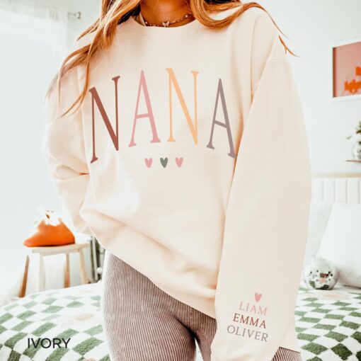 personalized nana sweatshirt with grandkids names custom grandma shirt for mothers day unique nana gift idea ru4kv