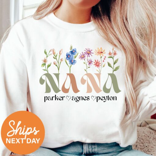 personalized nana sweatshirt with kids names custom grandkids sweatshirt unique nana gifts for mothers day n35ml
