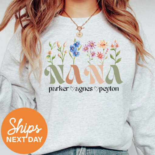personalized nana sweatshirt with kids names custom grandkids sweatshirt unique nana gifts for mothers day pjlof