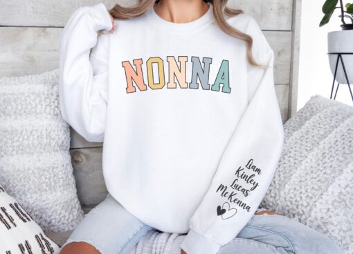 personalized nonna sweatshirt with kids names custom grandma sweater ideal for mothers day gifts from grandkids