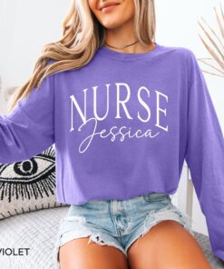 personalized nurse long sleeve t shirt custom rn shirt graduation gift for nurses registered nurse name tee wq8fi