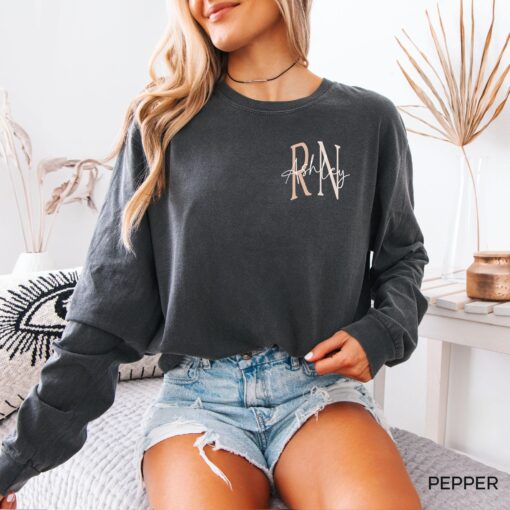 personalized nurse long sleeve t shirt for registered nurses rn shirt unique grad gift and comfortable t shirt for nurses kwhbz