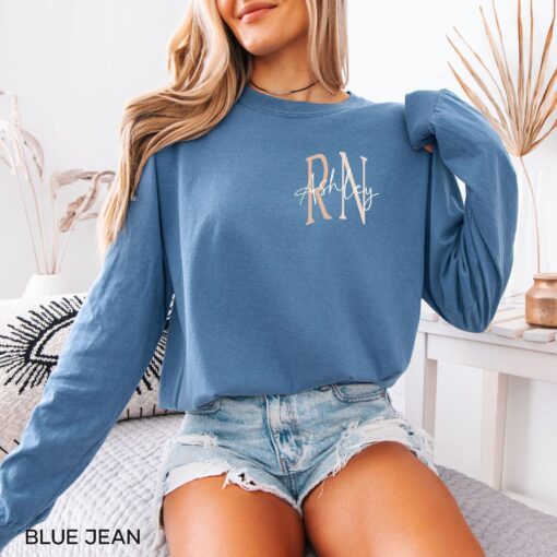 personalized nurse long sleeve t shirt for registered nurses rn shirt unique grad gift and comfortable t shirt for nurses opmko