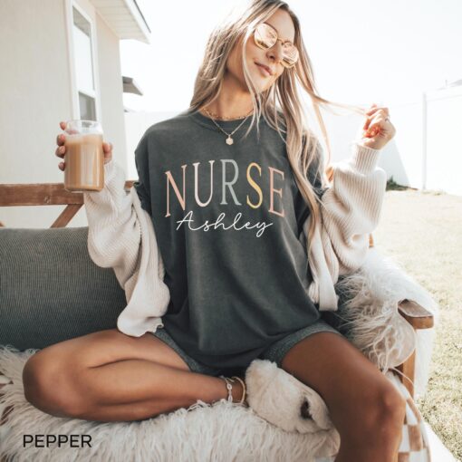 personalized nurse t shirt custom rn shirt graduation gift for nurses custom name shirt unique nurse apparel 7h3p0