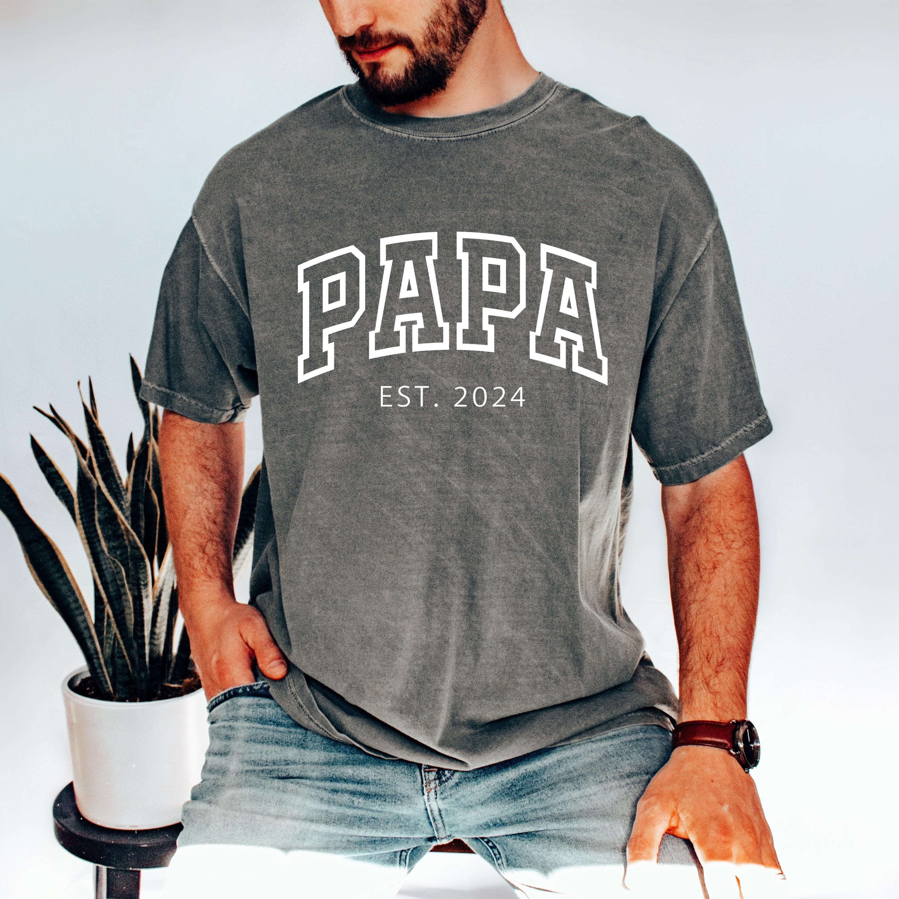 personalized papa shirt with est year custom dad t shirt for new dads pregnancy reveal gifts matching dad tee 8lcie