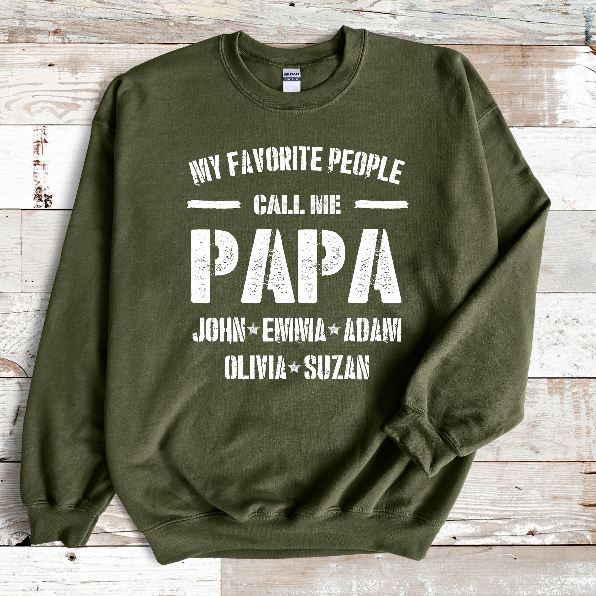 personalized papa sweatshirt custom grandpa gift from grandkids customized with names pregnancy announcement for dad