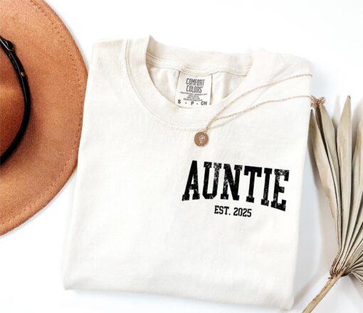 personalized retro auntie est shirt cute aunt announcement gift for mothers day and christmas ztp25