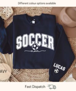 personalized soccer mama sweatshirt with custom kids names on sleeve cute mom crewneck for soccer moms 9fb8h