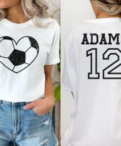 personalized soccer mom shirt with custom number cute soccer heart tee for soccer fans and teams zp9ze