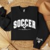 personalized soccer mom sweatshirt with kids name on sleeve for game day sports mom gift soccer mama hoodie laaon scaled