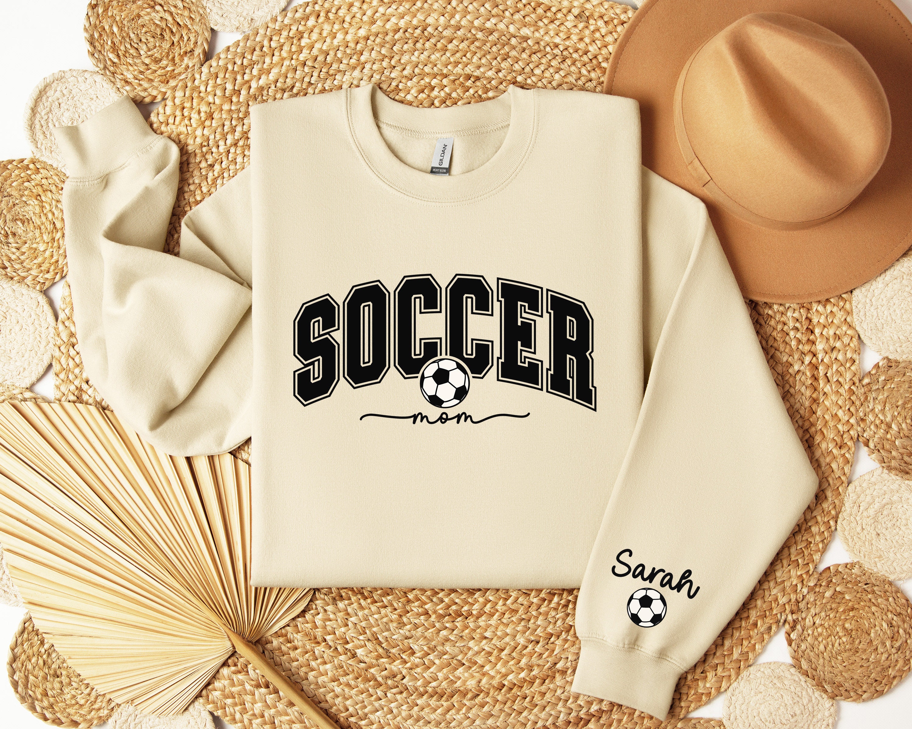 personalized soccer mom sweatshirt with kids name on sleeve for game day sports mom gift soccer mama hoodie ulbd3 scaled