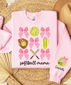 personalized softball mama sweatshirt with coquette bow for moms unique softball mom hoodie and gift fx4u5