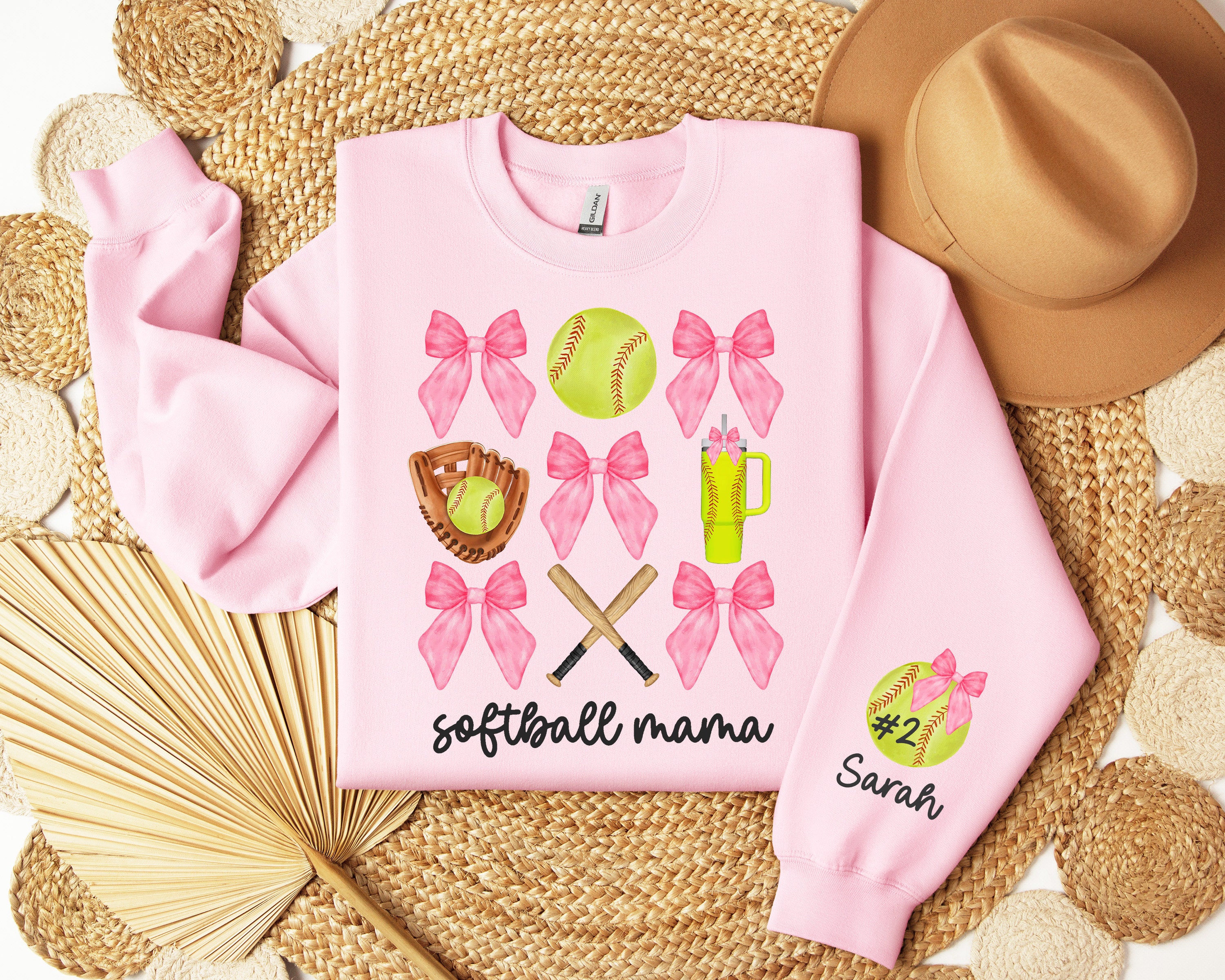 personalized softball mama sweatshirt with coquette bow for moms unique softball mom hoodie and gift fx4u5 scaled