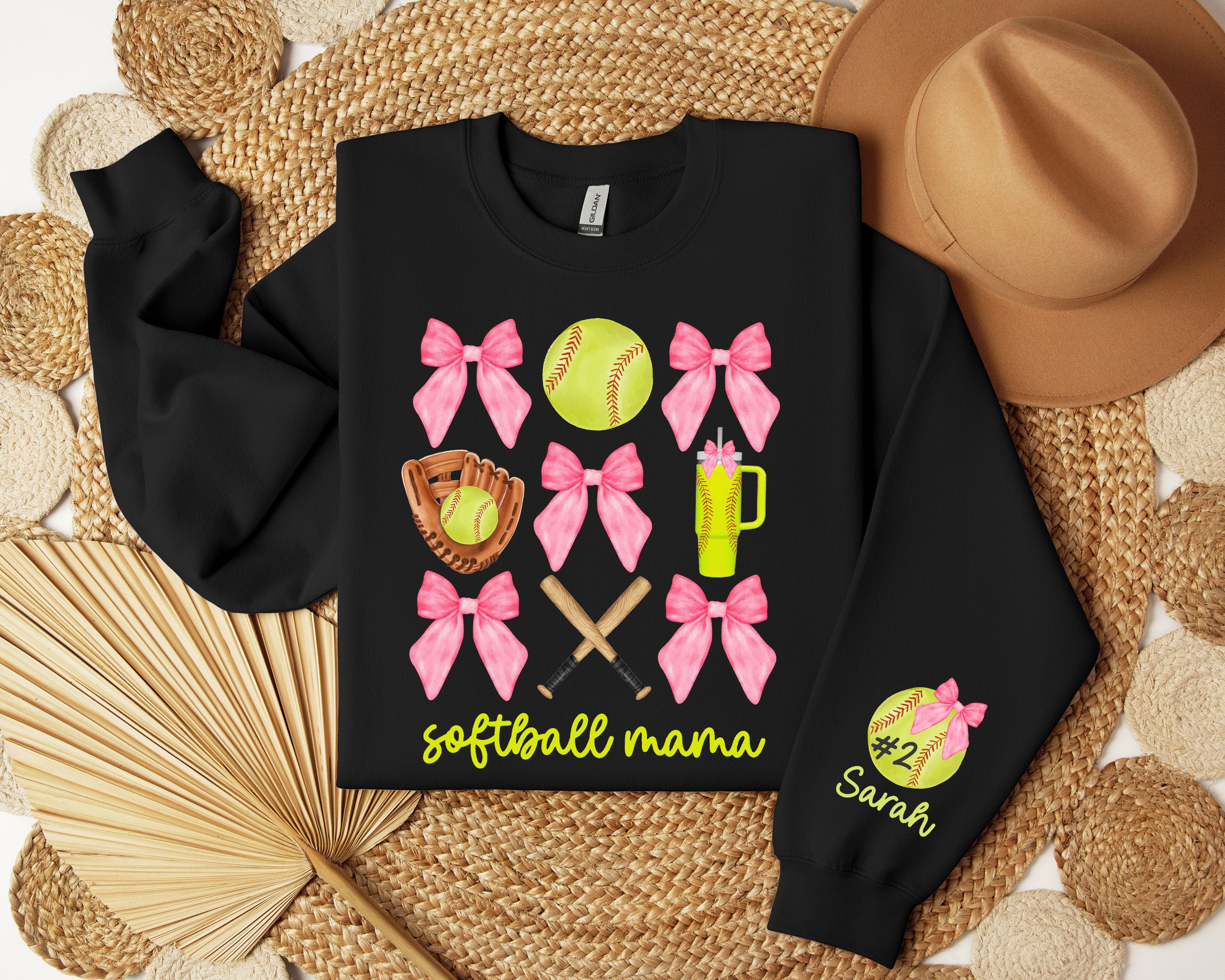 personalized softball mama sweatshirt with coquette bow for moms unique softball mom hoodie and gift u5x5y scaled