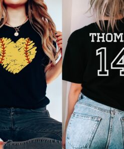 personalized softball mom shirt with custom number cute softball heart design for softball fans and teams bynfl