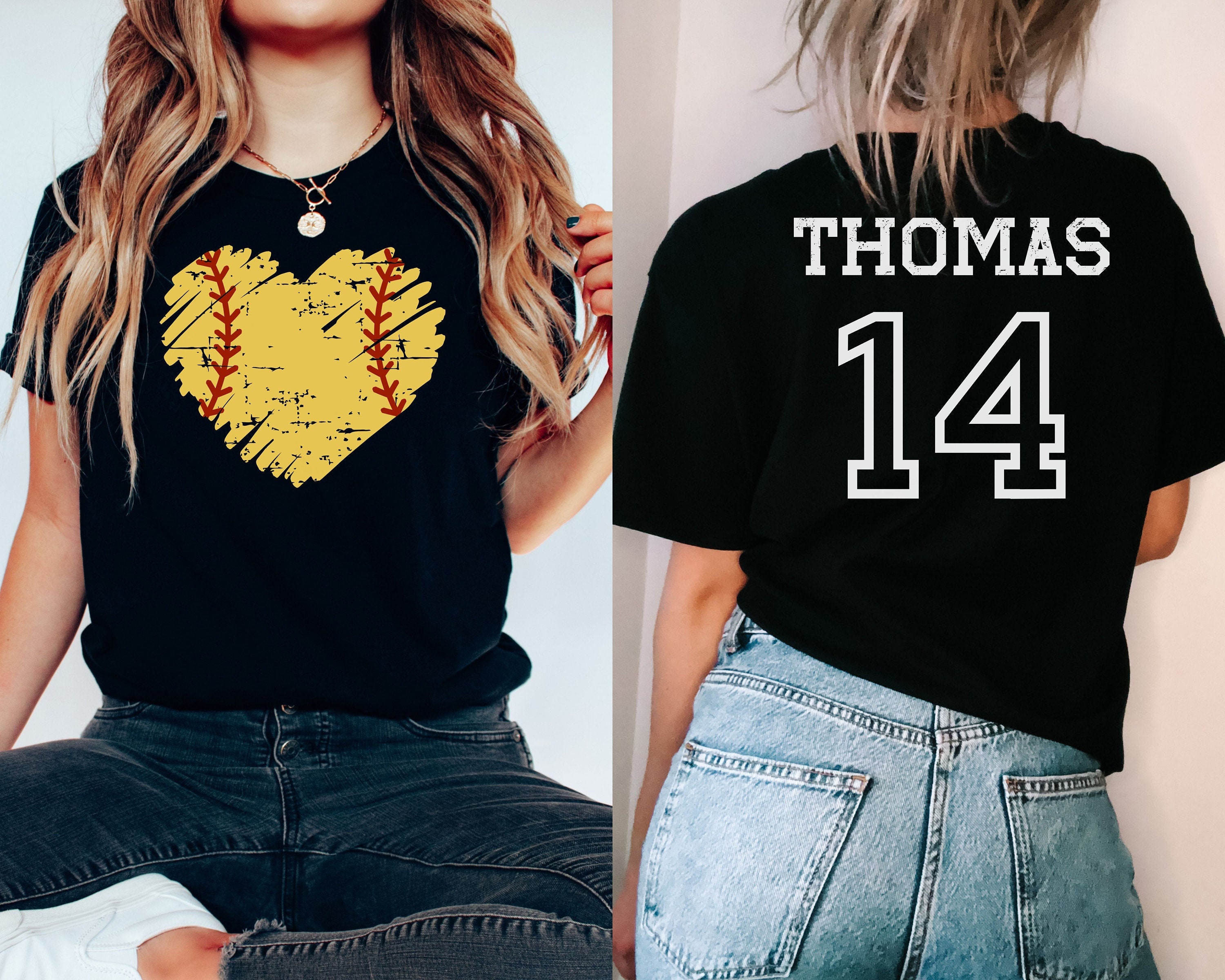 personalized softball mom shirt with custom number cute softball heart design for softball fans and teams bynfl scaled