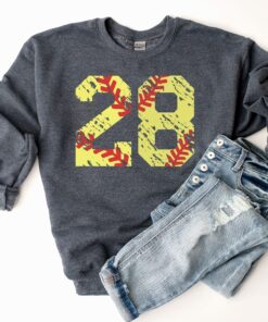 personalized softball mom sweatshirt with custom number for game day softball season shirts and unique softball gifts encxq